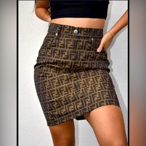 Fendi Brown and Black Mini Skirt